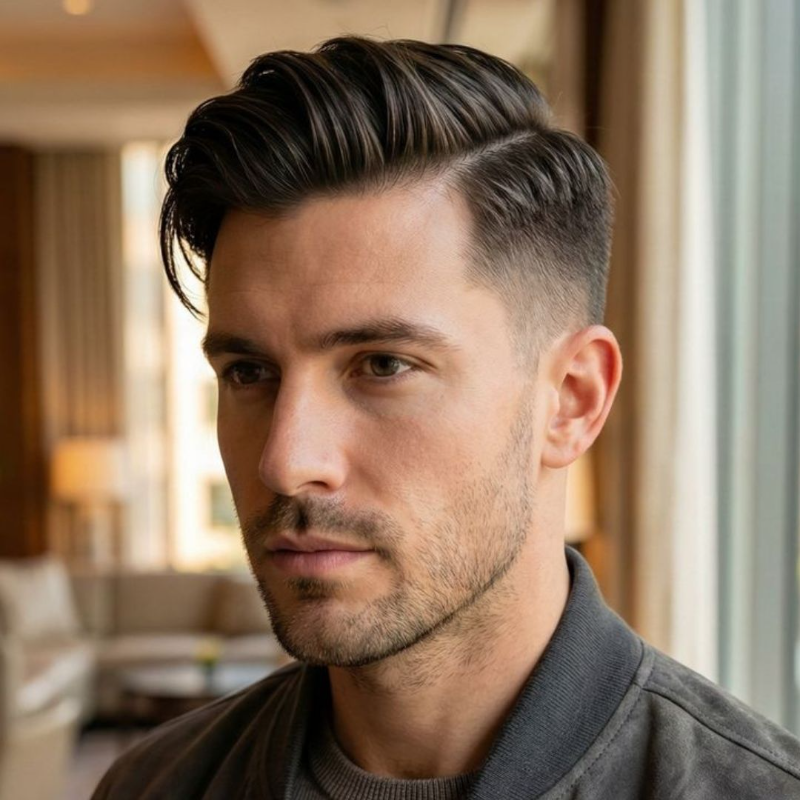 model rambut pria wajah lonjong